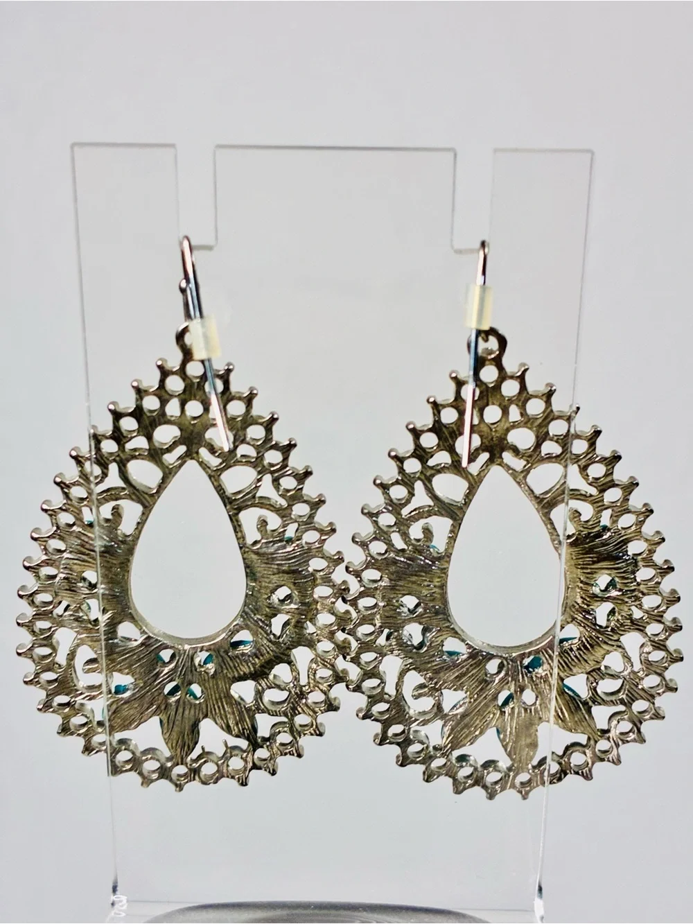Turquoise Blue Statement Dangling and Dainty Cross Earrings Set Lot of 2 Casual